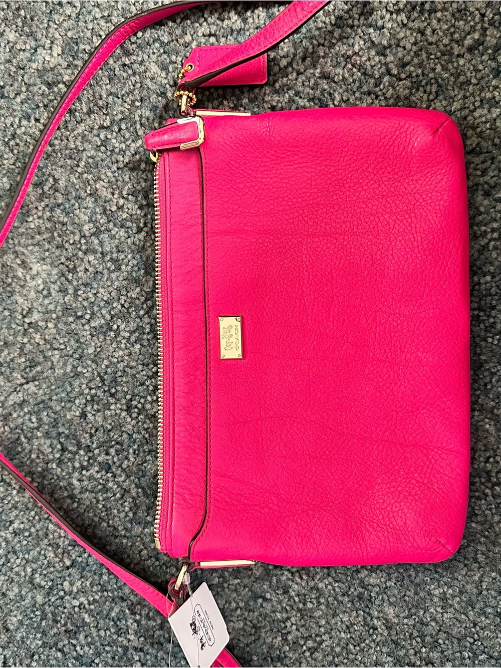 Coach Hot Pink Pebbled Leather Crossbody